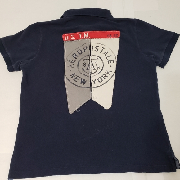 Aeropostale New York Short Sleeve 3 button Polo Shirt Men's large black - Picture 3 of 9